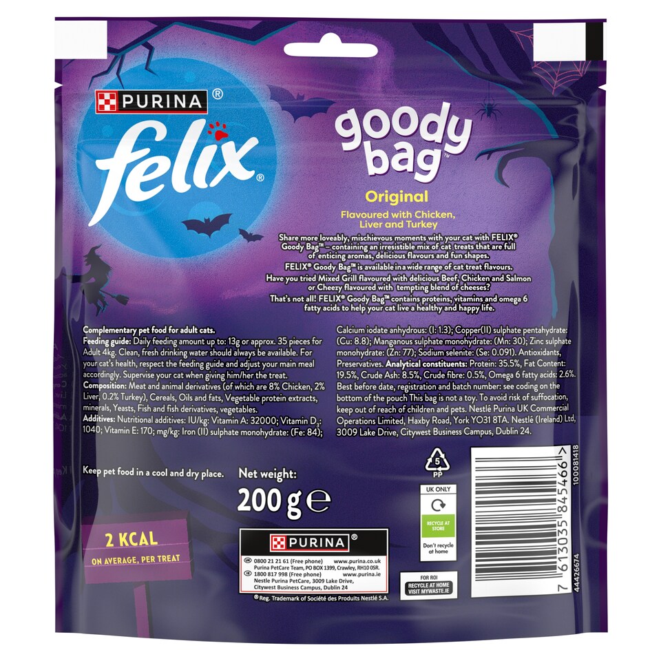 image 1 of FELIX Goody Bag Original Chicken; Liver and Turkey Cat Treats 200g