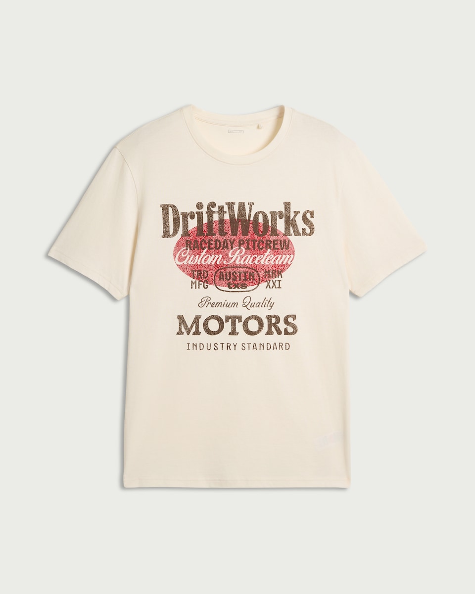 image 1 of F&F Pure Cotton Slogan T-Shirt in Ecru