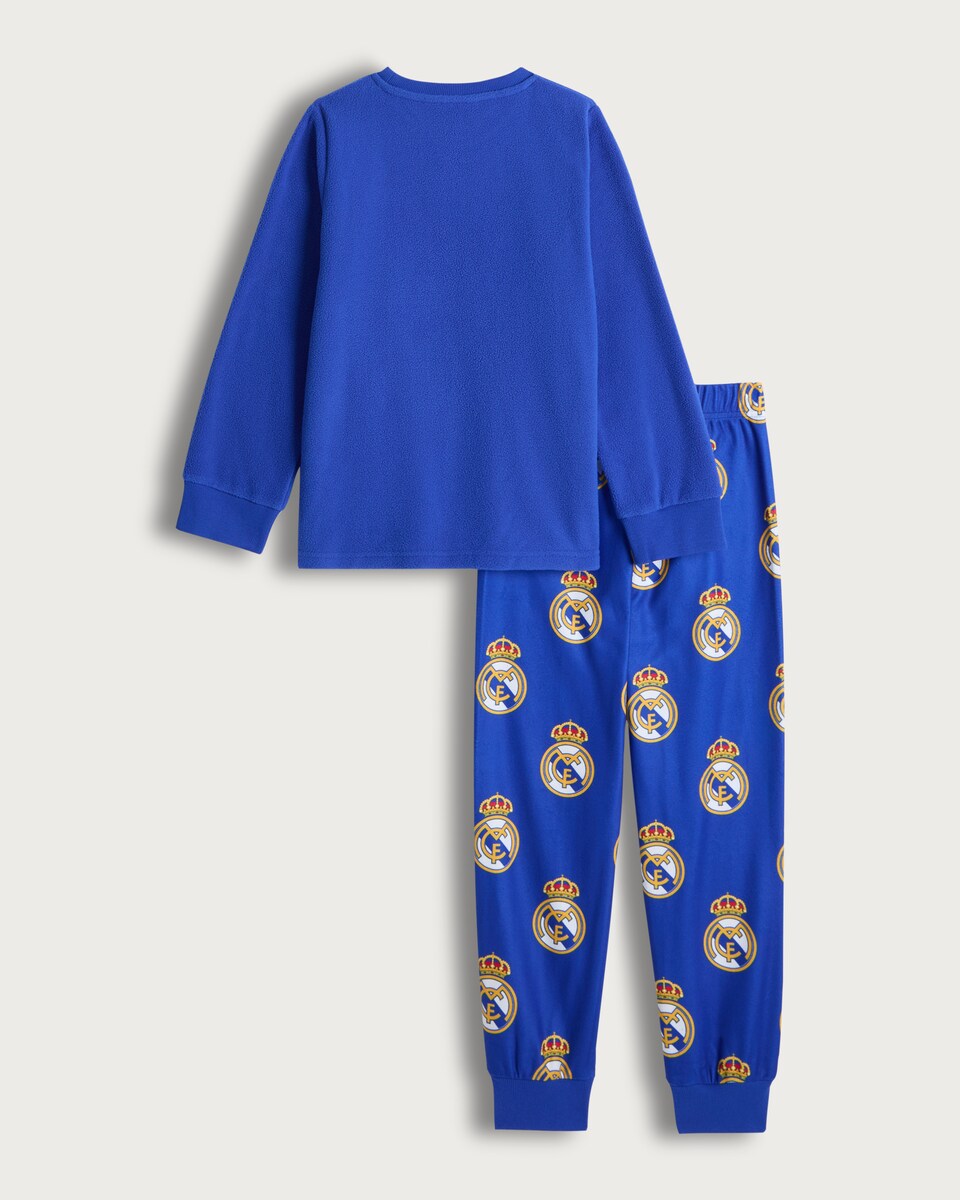 image 1 of Real Madrid Football Club Print Fleece Pyjamas in Burgundy