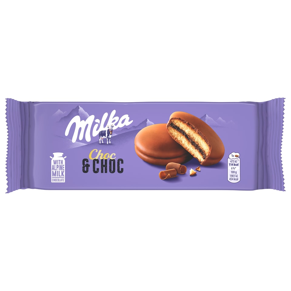 Milka Choc & Choc Soft Sponge Dipped in Alpine Milk Chocolate with Cocoa Filling 150 g