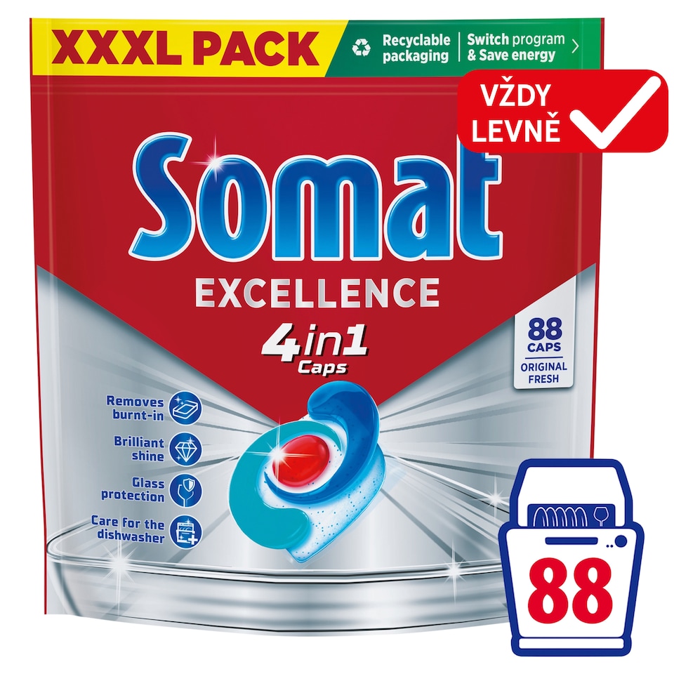 Somat Excellence 4in1 kapsle do automatické myčky nádobí 88 ks 1592,8g
