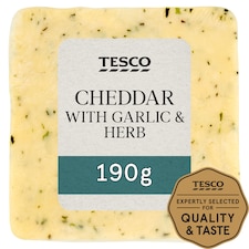 Tesco Cheddar With Garlic & Herb 190G
