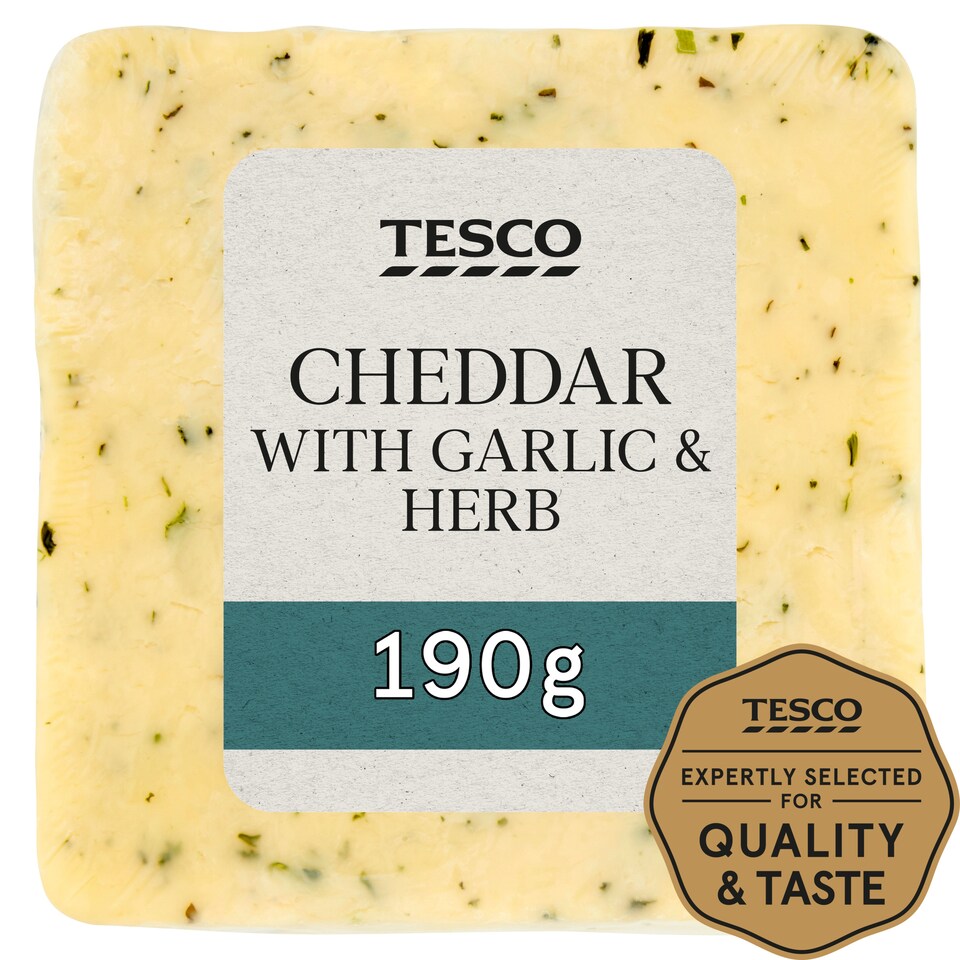 Tesco Cheddar With Garlic & Herb 190G