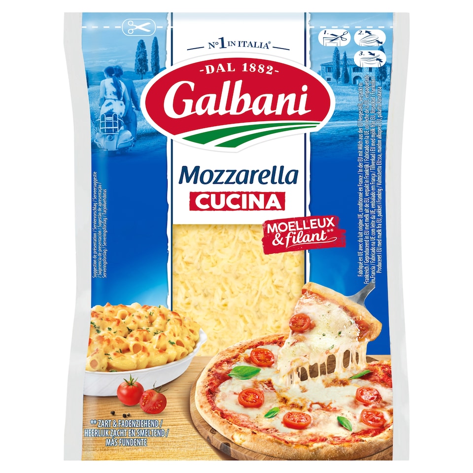 Galbani Mozzarella Semi-Fat, Semi-Hard Grated Mozzarella Cheese 150 g