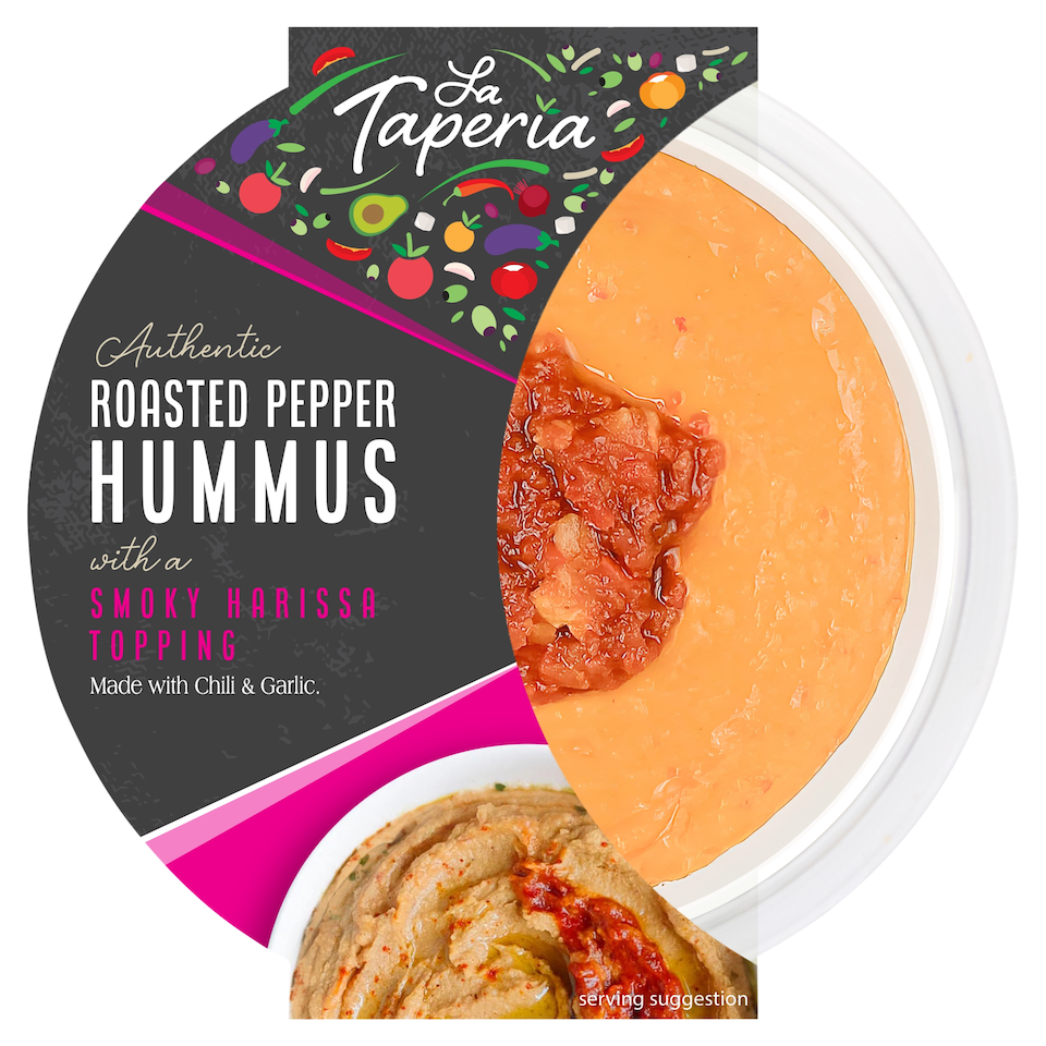 LA TAPERIA ROASTED PEPPER HUMMUS WITH A SMOKY HARISSA TOPPING 200g