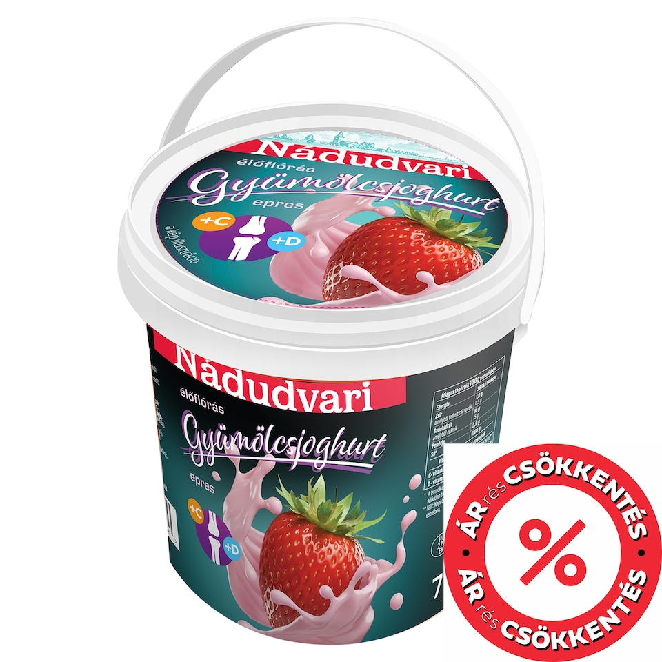 Nádudvari élőflórás zsírszegény epres gyümölcsjoghurt 700 g