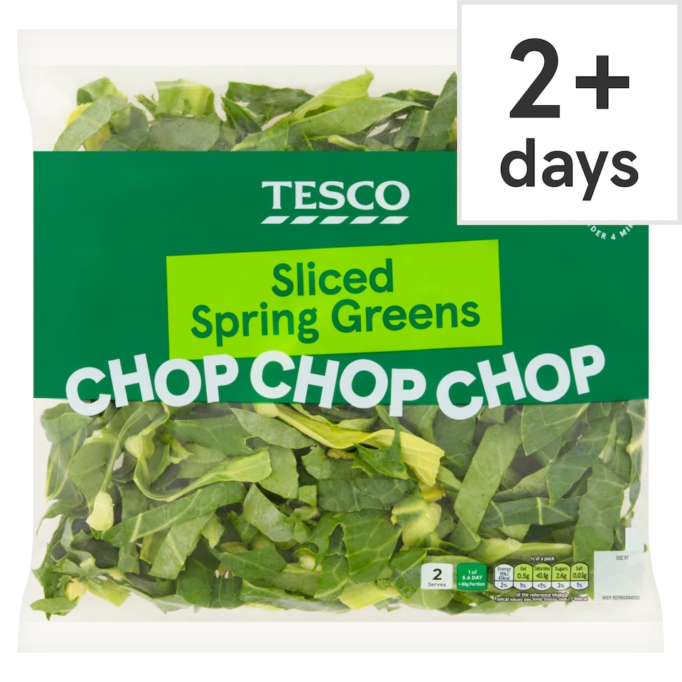 Tesco Sliced Spring Greens 200G