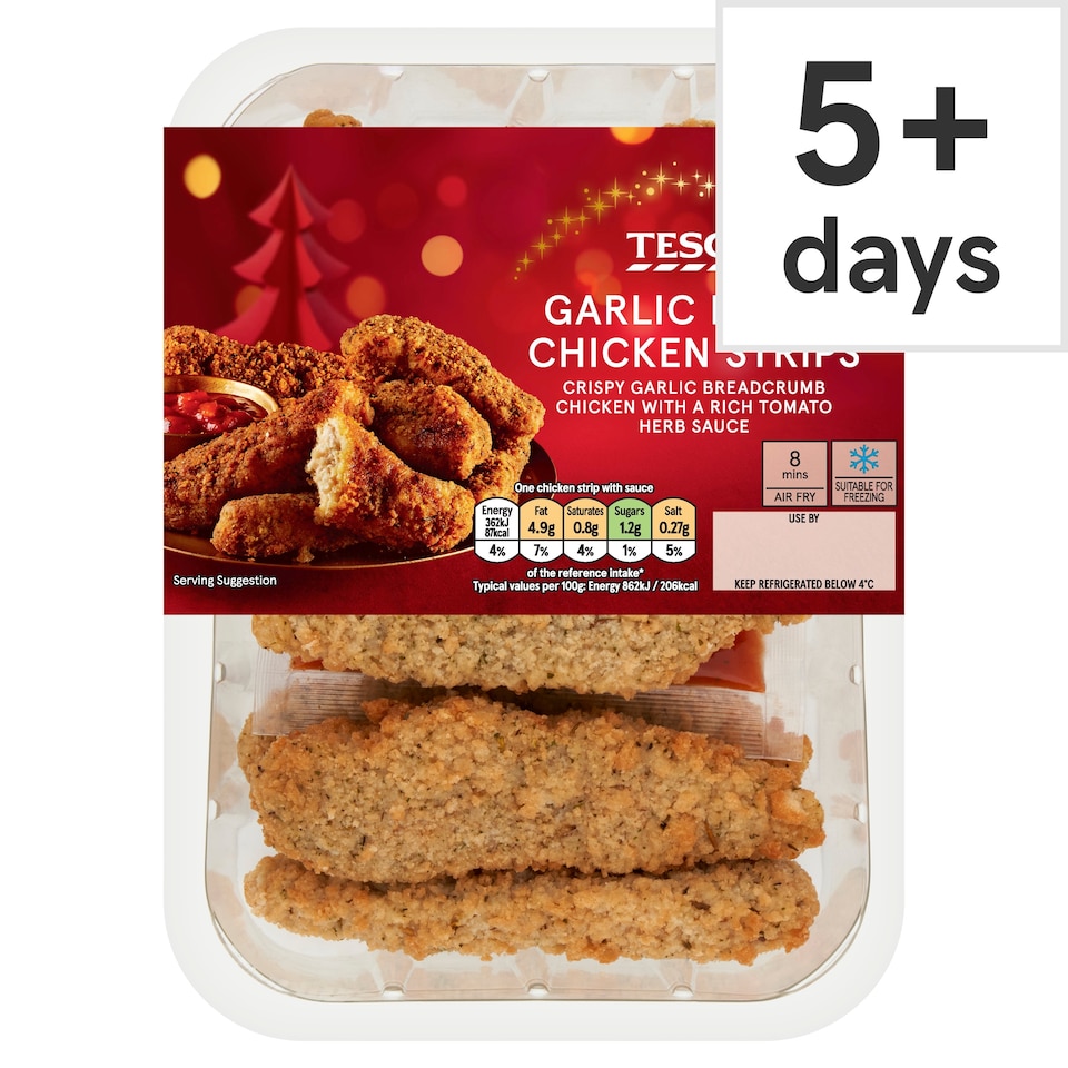 Tesco Garlic Bread Chicken Sticks with Marinara Dip 320g 