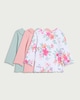 image 2 of F&F Baby 3-Pack Cotton Rich Floral Printed Tops in Pink
