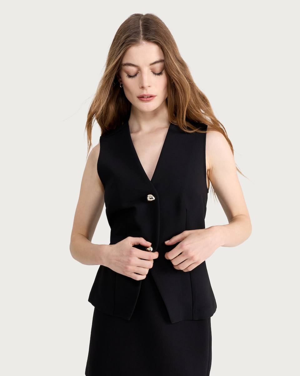 image 1 of F&F Tailored Button Front Co-ord Waistcoat in Black