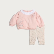 F&F Baby 2-Piece Cotton Rich Fairy Print Sweatshirt and Leggings Set in Pink
