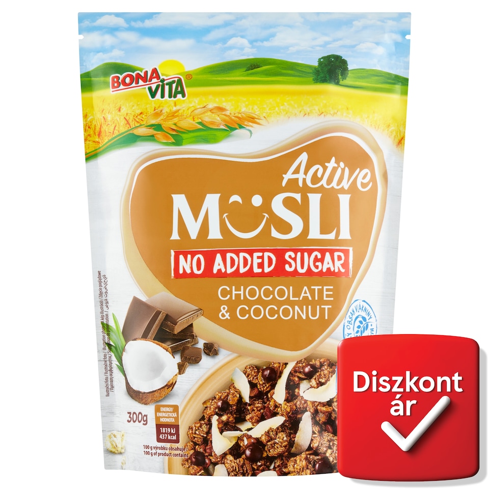 Bonavita Active ropogós müzli csokoládéval és kókuszreszelékkel 300 g  1. kép