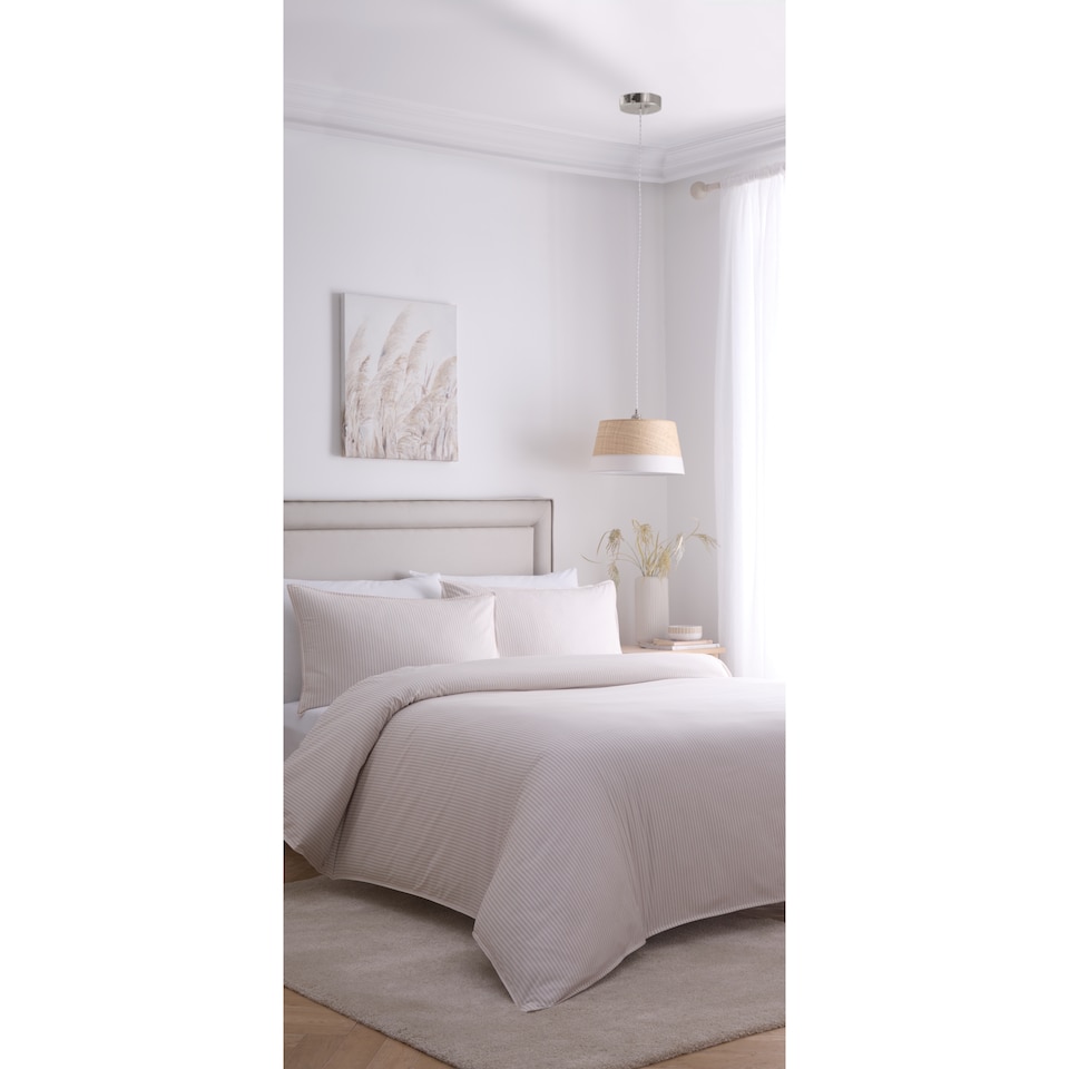 image 1 of West Park Taupe Striped Duvet Cover Set Double