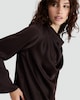 image 1 of F&F Satin Cowl Neck Blouse in Brown