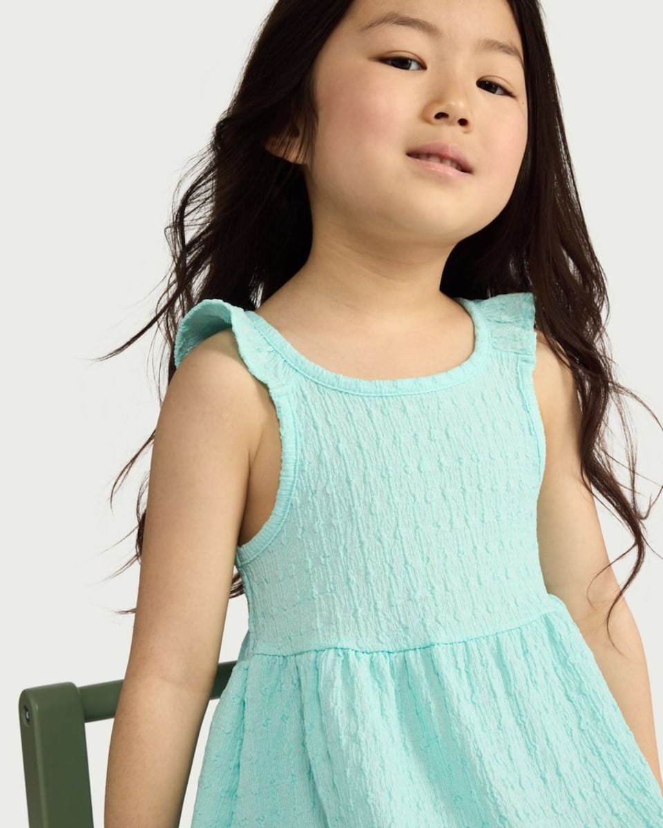 image 1 of F&F Crinkle Textured Ruffle Strap Sleeveless Dress in Mint