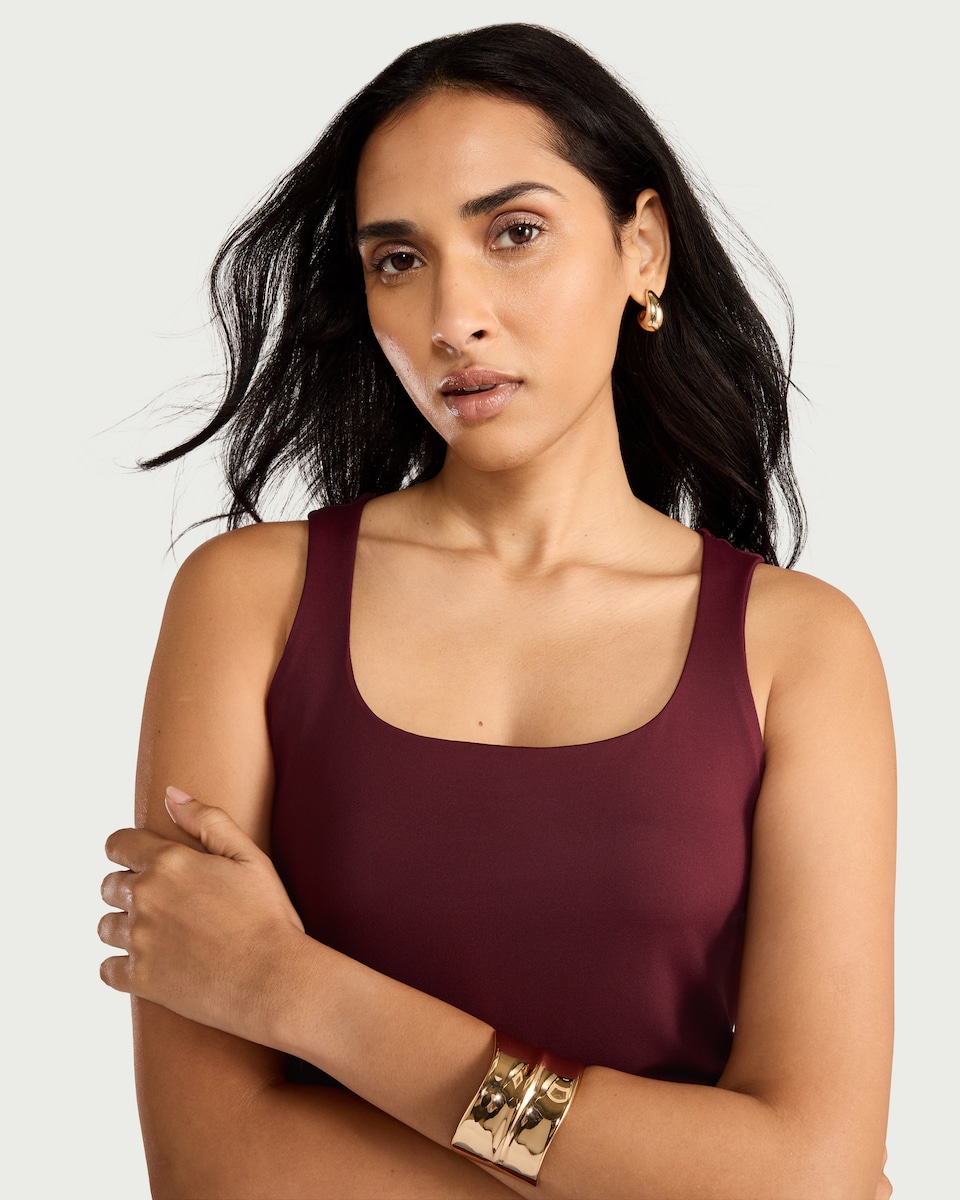 image 1 of F&F Polyamide Square Neck Vest in Purple