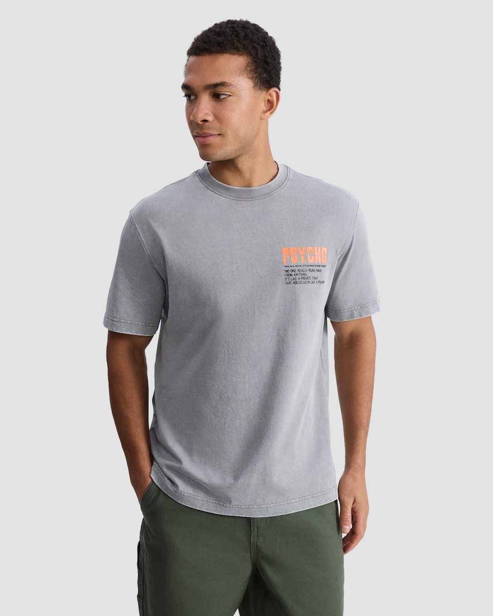 image 1 of Alfred Hitchcock Pure Cotton T-Shirt in Grey