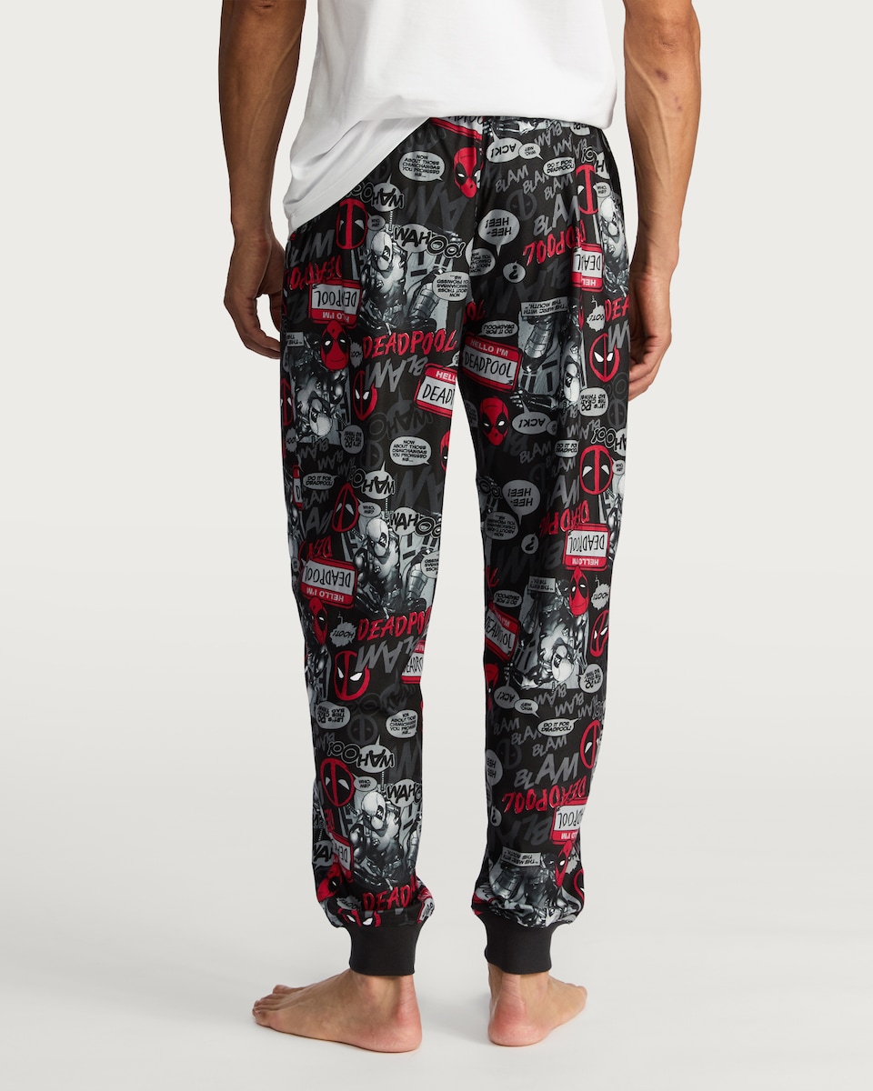 image 1 of Disney Deadpool Comic Print Brushed Fleece Pyjama Bottoms in Grey
