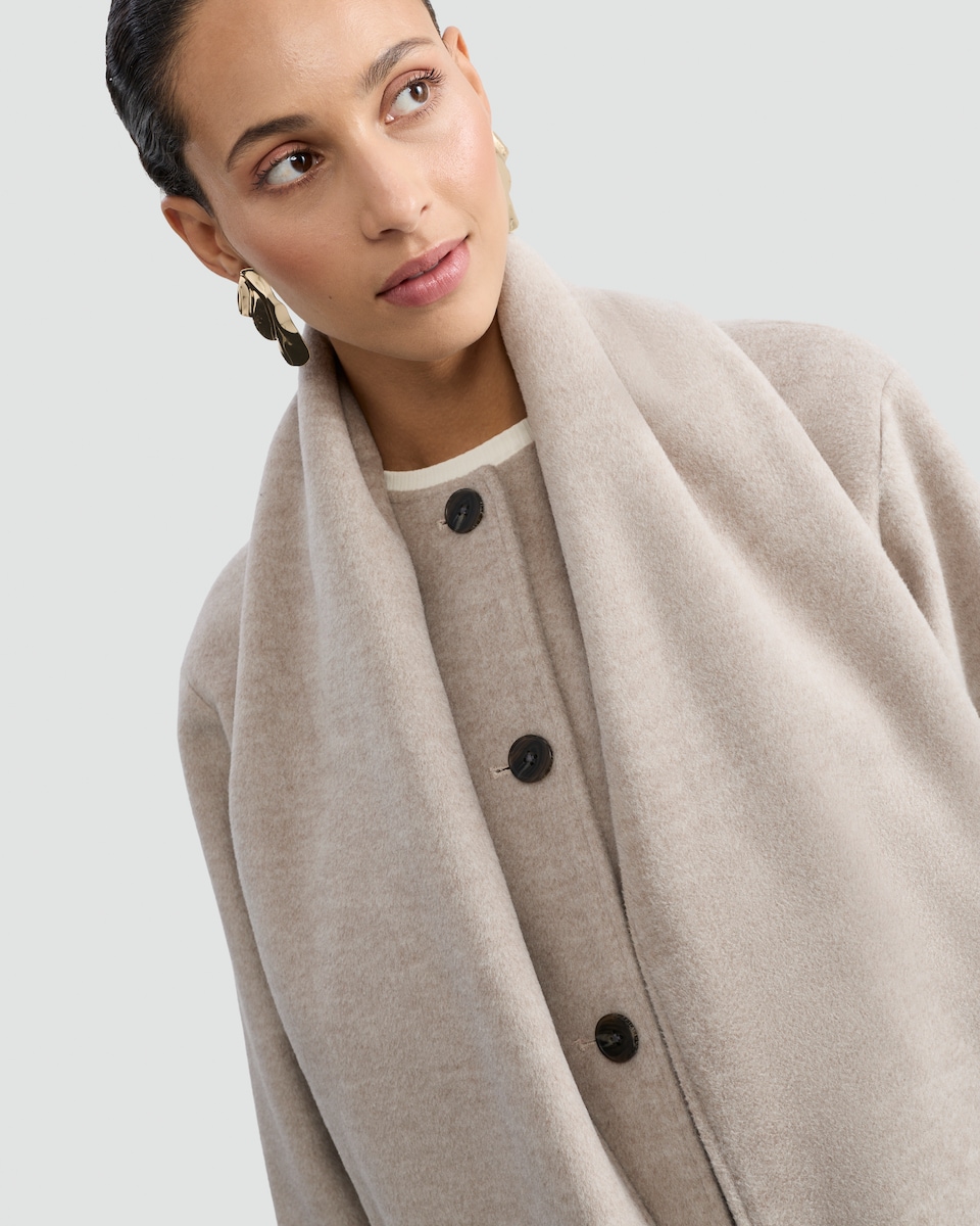 image 1 of F&F Button Front Scarf Jacket in Neutral