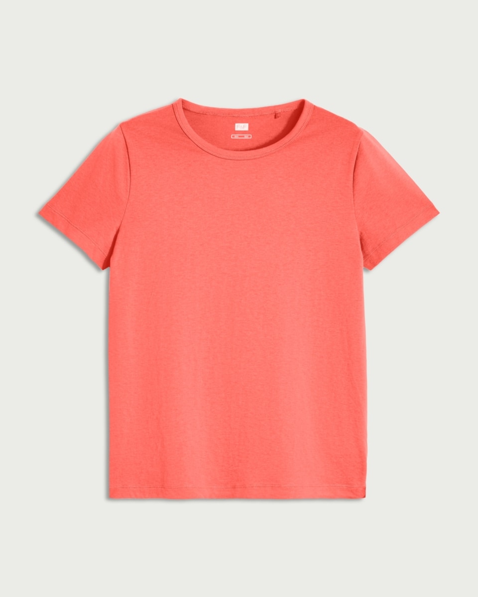 image 1 of F&F Pure Cotton Short Sleeved T-Shirt in Coral
