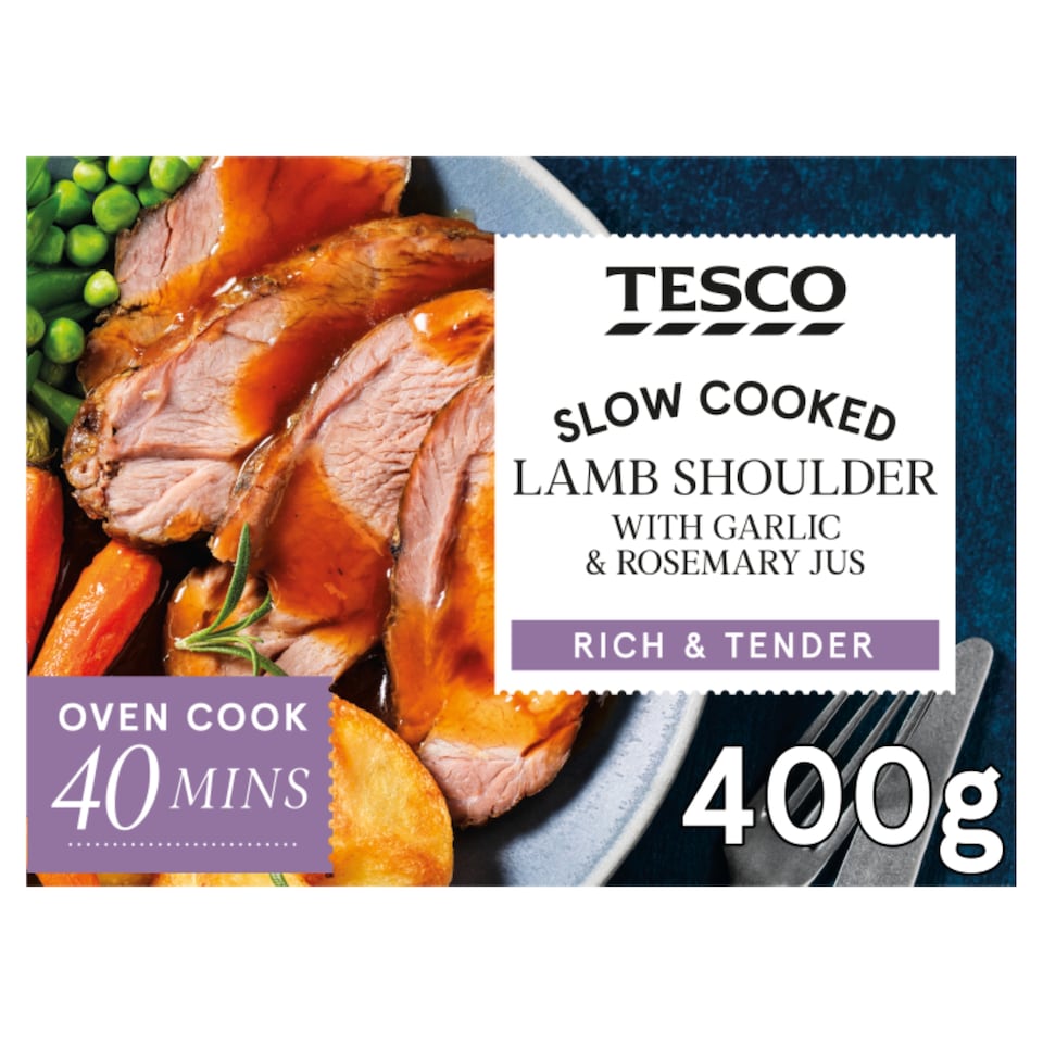 Tesco Slow Cooked Lamb Shoulder Garlic Rosemary 400G