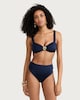 image 2 of F&F High Shine Shell Detail Bikini Top in Navy