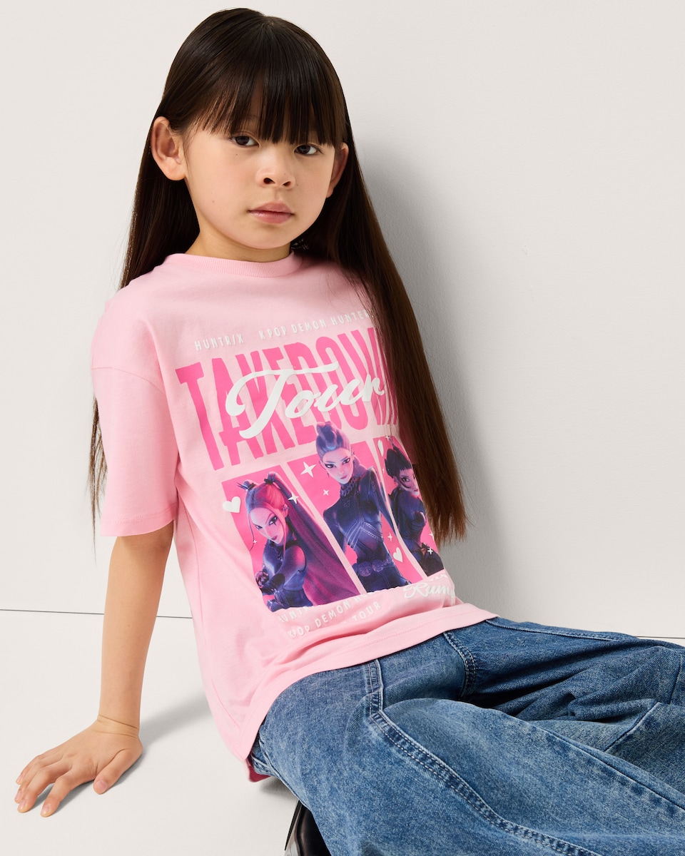 image 1 of K-Pop Demon Hunters Pure Cotton T-Shirt in Pink