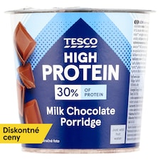 Tesco High Protein instantná kakaová ovsená kaša s kúskami mliečnej čokolády 65 g