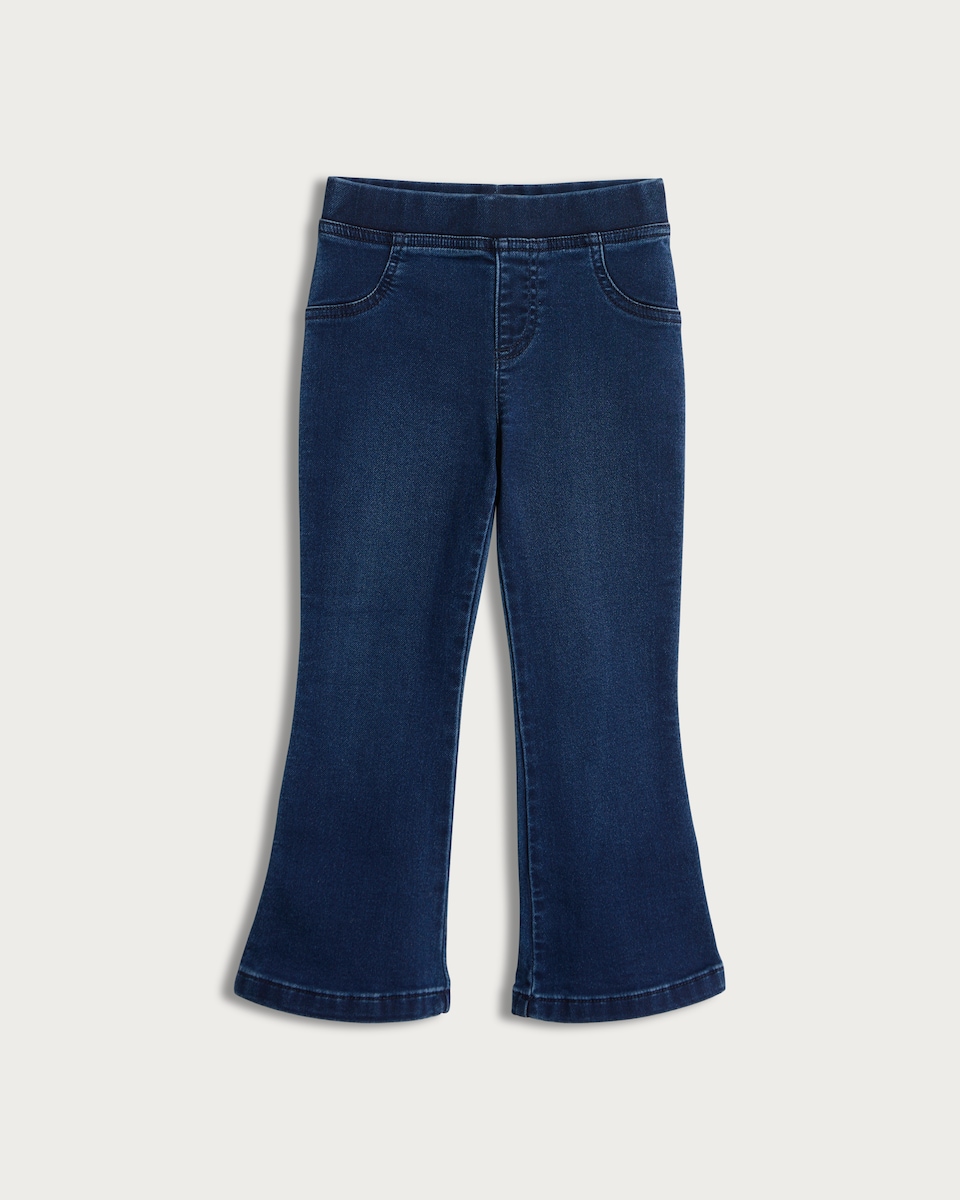 image 1 of F&F Girls Cotton Rich Flared Jeans in Blue