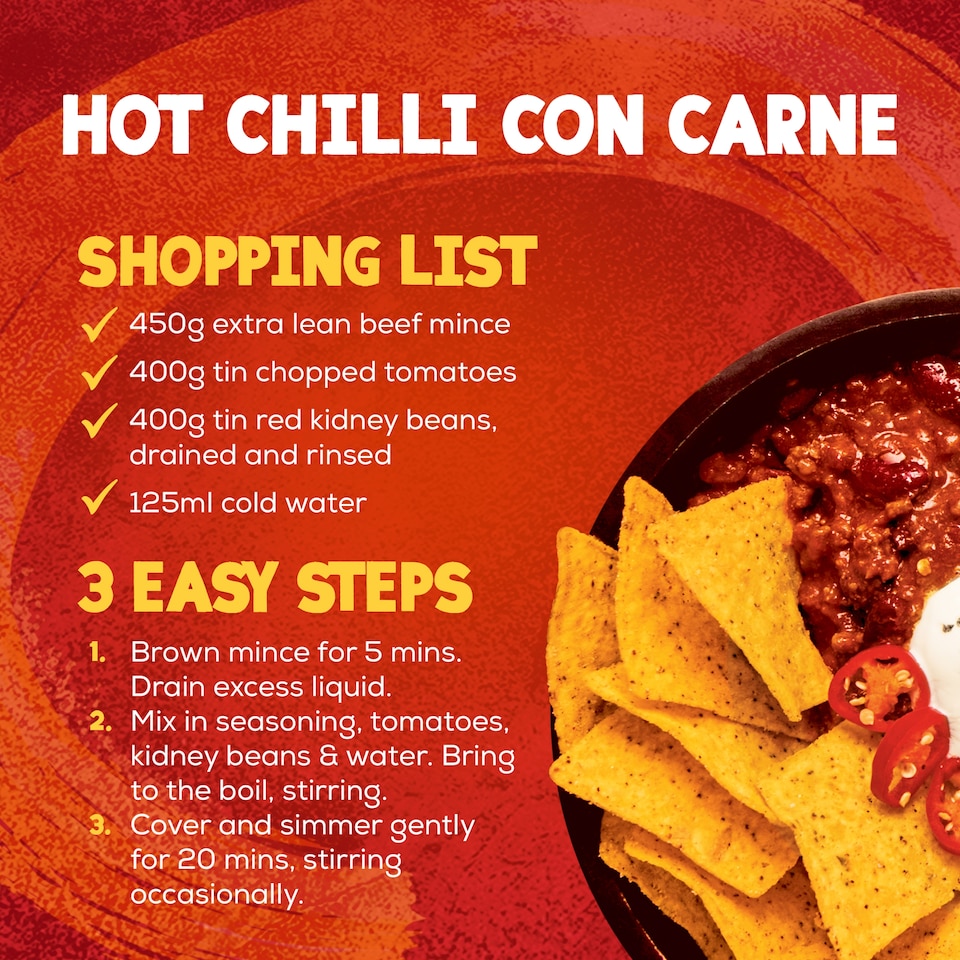 image 1 of Schwartz Hot Chilli Con Carne Recipe Mix 41g 