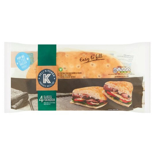 Deli Kitchen 4 Sliced Focaccia 360G Tesco Groceries