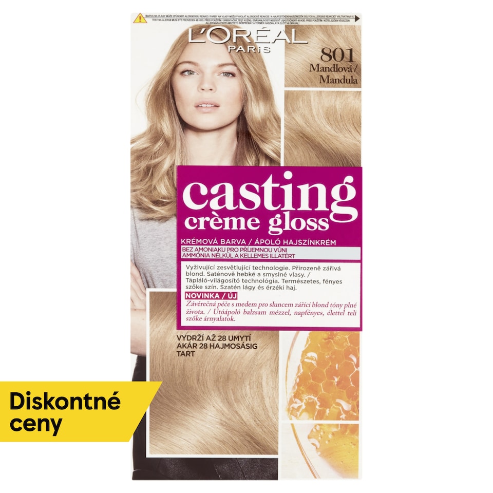 L'Oréal Paris Casting Creme Gloss, semipermanentná farba 801 MANDĽOVÁ, 48 +72 +60 ml