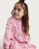 image 1 of F&F Girls Cotton Rich Butterfly Print Long Sleeved Sweat Dress in Multi Pink