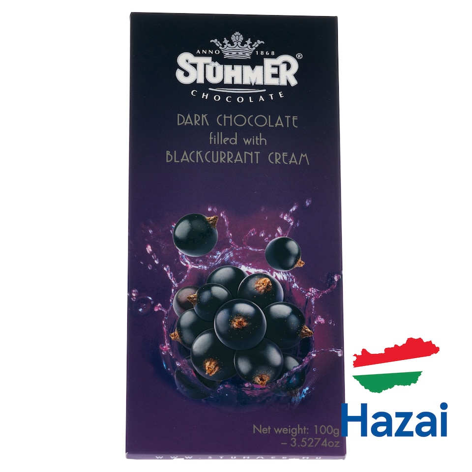 Stühmer feketeribizlis krémmel töltött étcsokoládé 100 g