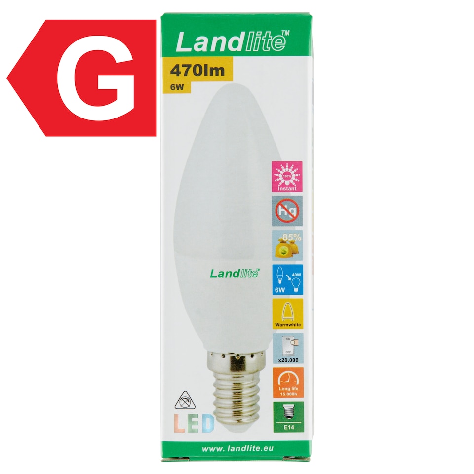 image 1 of Landlite C35 470 lm 6 W E14 3000K LED Lamp