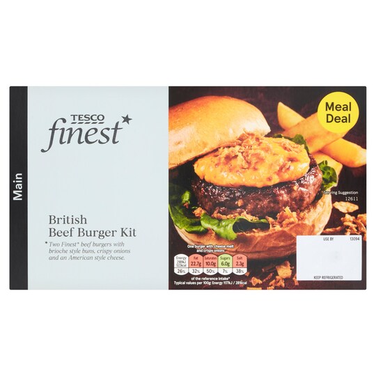 Tesco Finest British Beef Burger Kit 404G Tesco Groceries