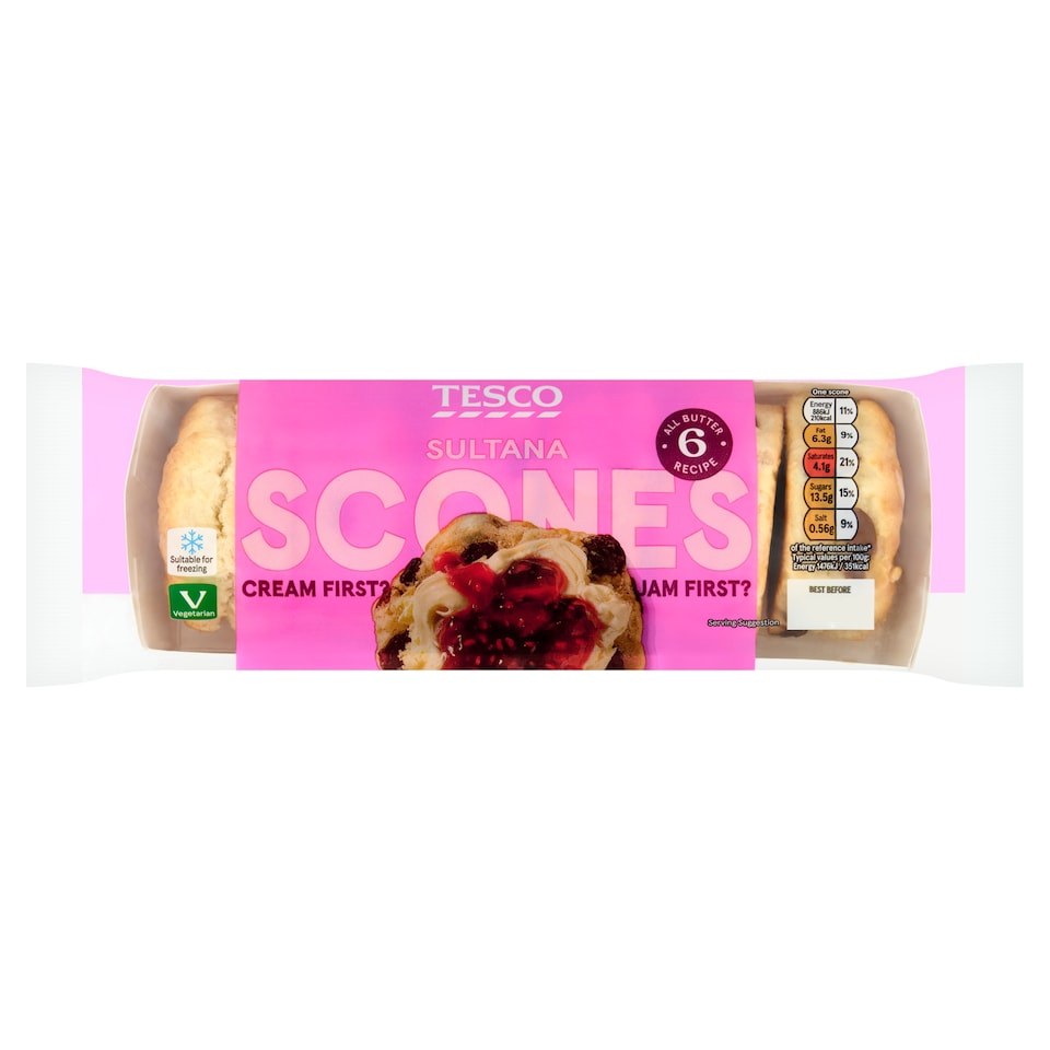 Tesco Sultana Scones 6 Pack