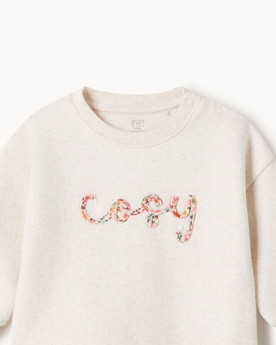 image 1 of F&F Baby Cotton Rich Sweatshirt and Leggings Set in Neutral