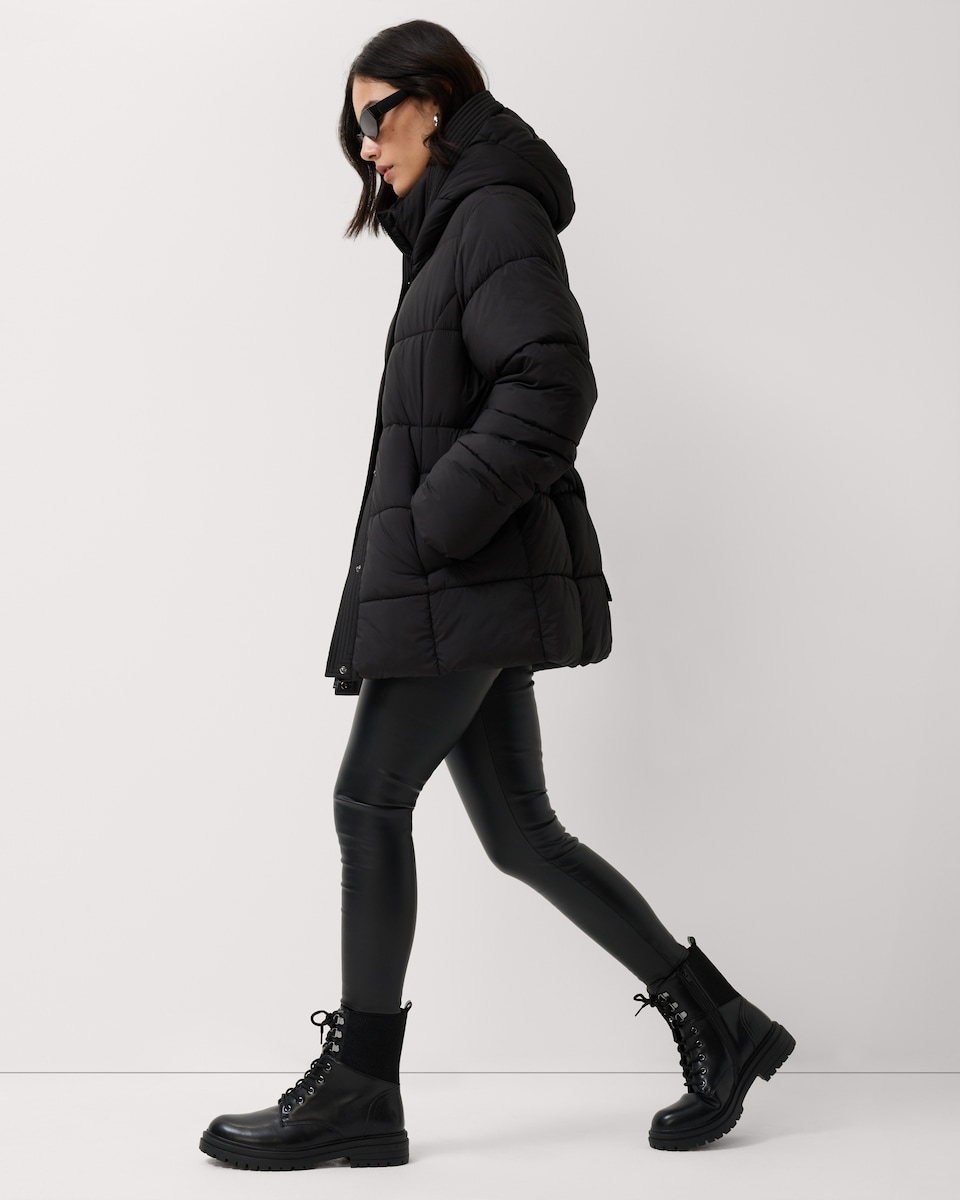 image 1 of F&F WARMPLUS™ Medium Warmth Thermal Faux Leather Plush Leggings in Black
