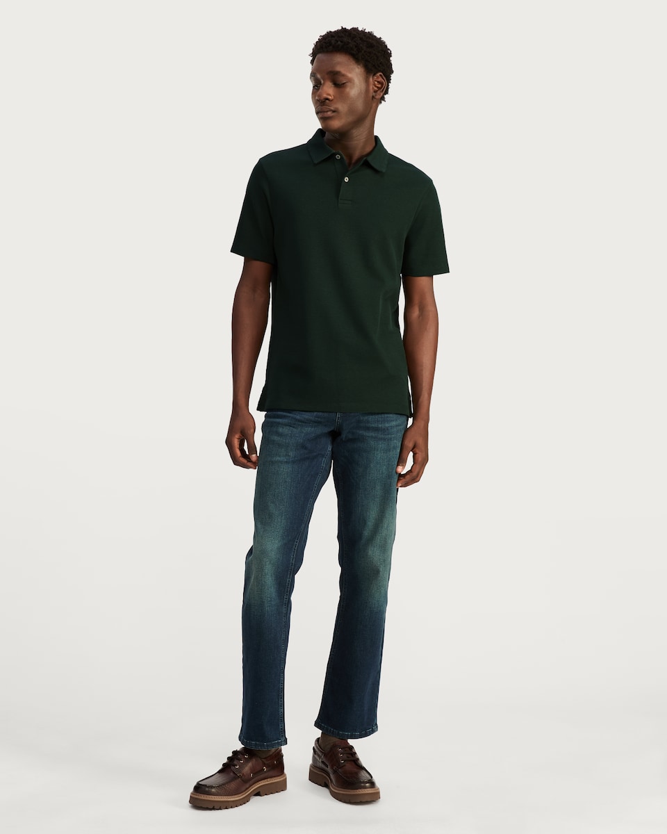 image 1 of F&F Cotton Rich Short Sleeved Polo Shirt in Green