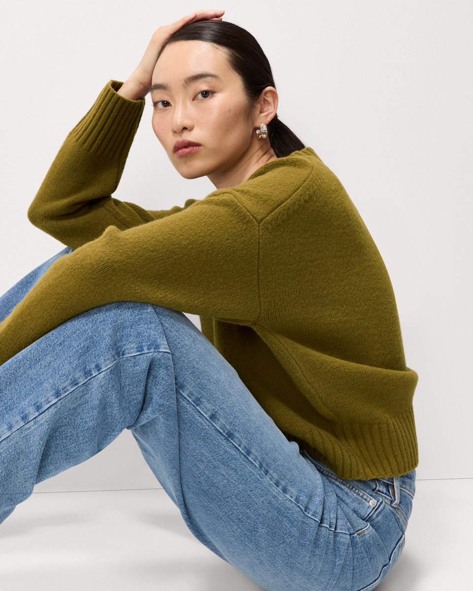 image 1 of F&F Knitted Cropped Jumper in Olive