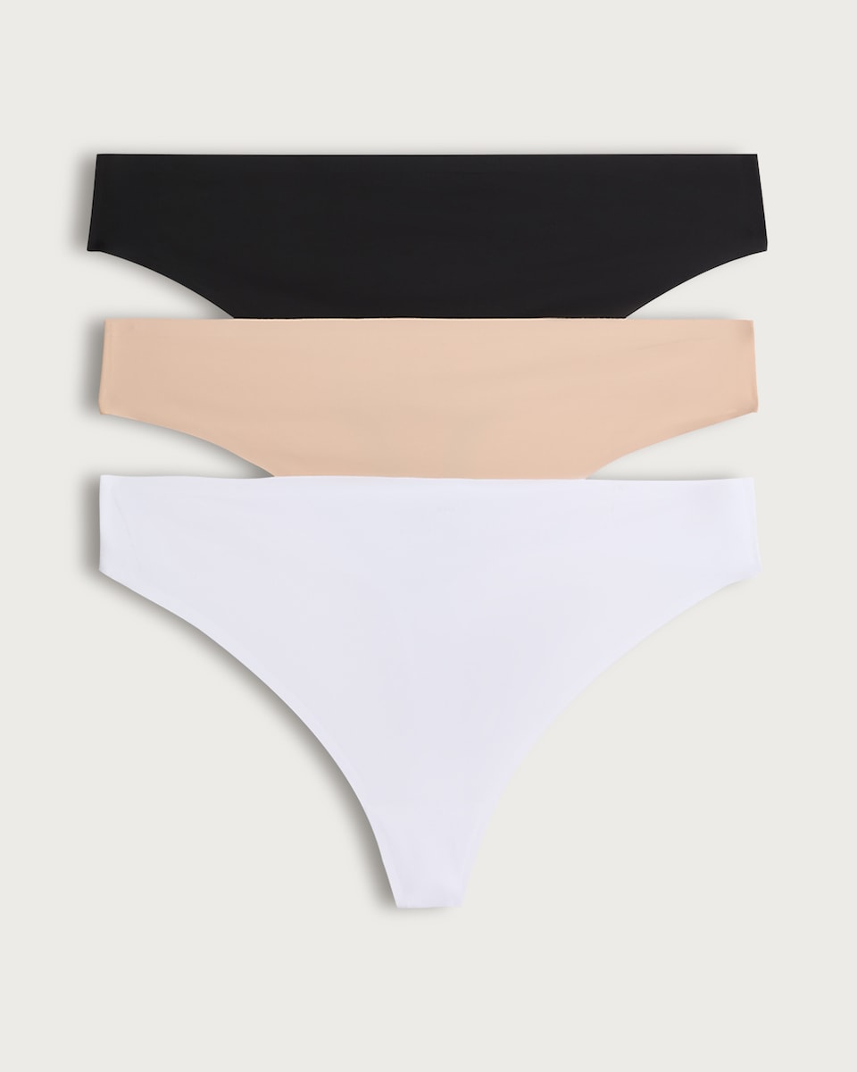 image 1 of F&F 3-Pack Bonded Thongs in Multi Black White