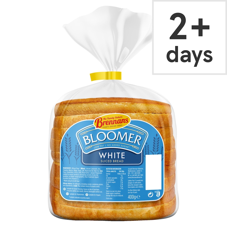 Brennans White Half Bloomer Sliced Bread 400g