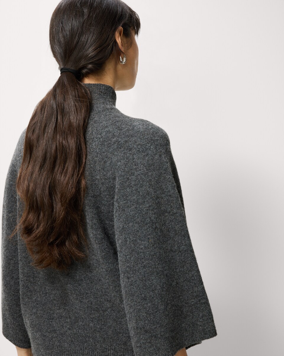 image 1 of F&F Turtle Neck Wide Sleeve Jumper in Grey