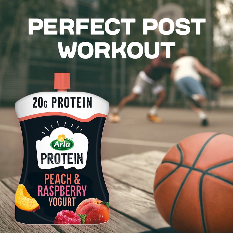 image 1 of Arla Protein Peach & Raspberry Yogurt Pouch 200g