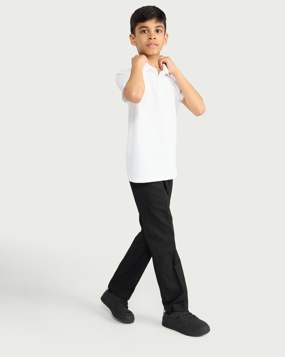 image 1 of F&F School Unisex 3-Pack Pure Cotton Slim Fit Polo Shirts in White