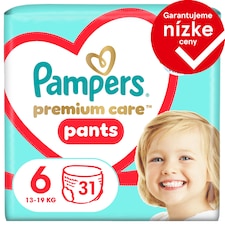 Pampers Premium Care plienkové nohavičky veľkosť 6, 31 plienok, 13kg-19kg