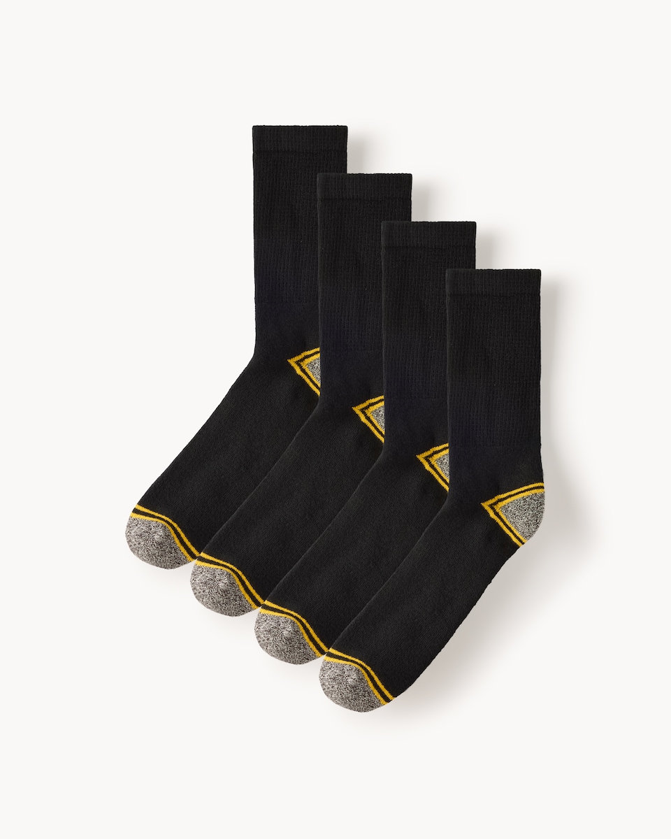 F&F 4-Pack Cotton Rich Workwear Ankle Socks in Black