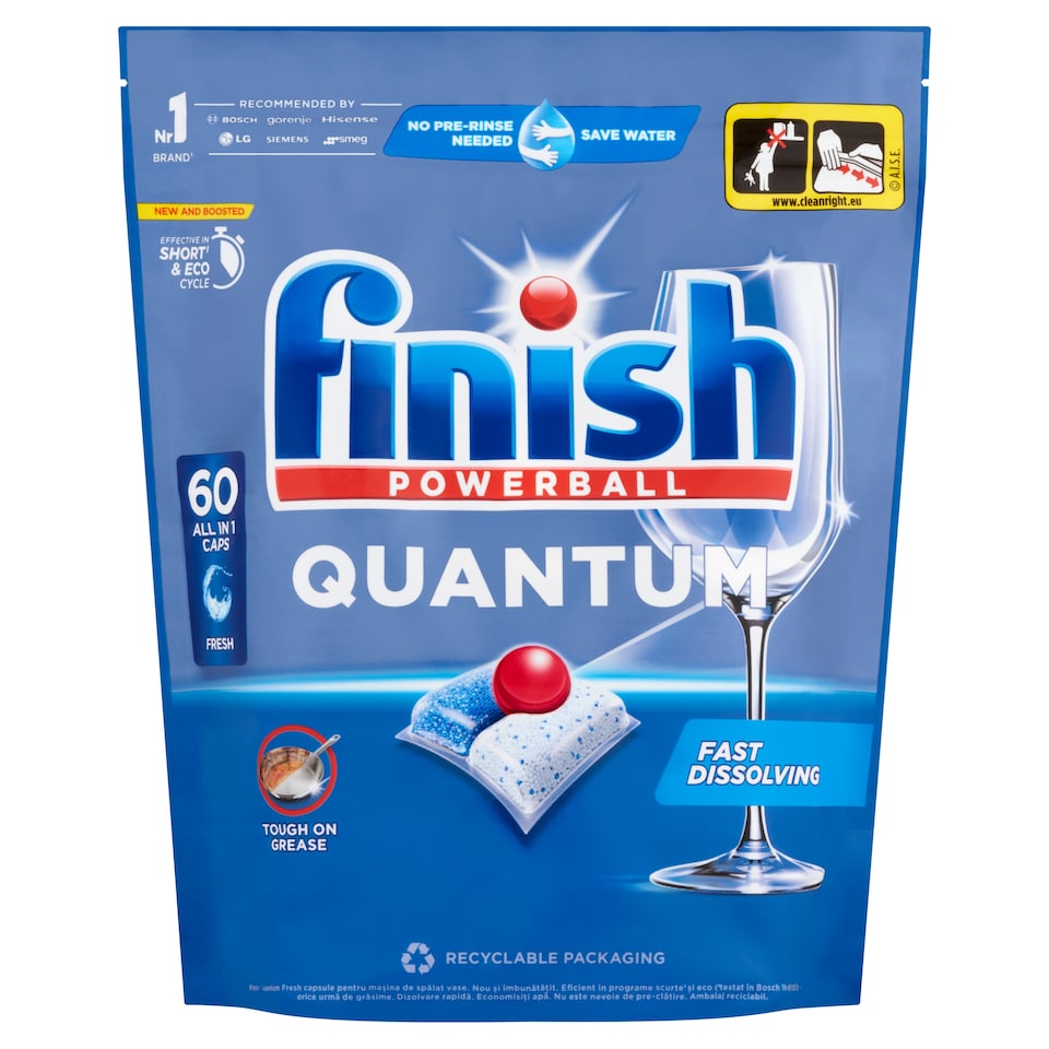 image 1 of Finish Powerball Quantum Fresh Dishwasher Capsules 60 pcs 624 g