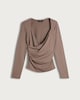 image 4 of F&F Polyamide Long Sleeved Wrap Top in Tan